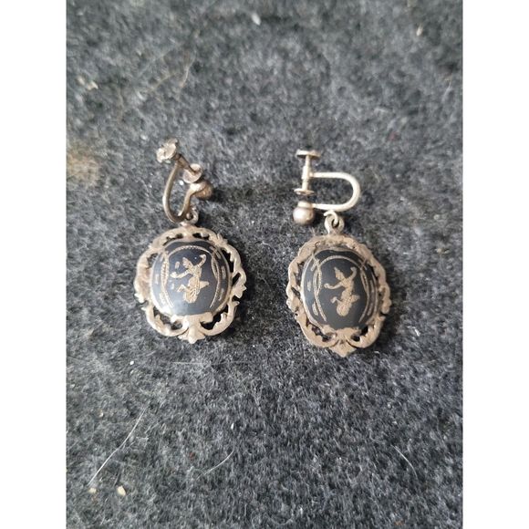 Fabulous STERLING Vintage Dancing SIAM GODDESS Estate Earrings - Picture 3 of 3